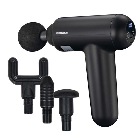 MELISSA Massage Gun | LED | Battery Powered | Rechargeable | 4 Massage Modes | 4 Interchangeable Attachments | Black