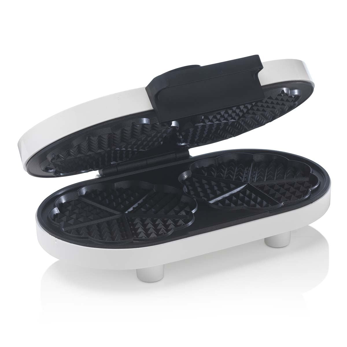 Trebs Waffle Maker | 2 x 5 Heart shaped waffles | 12 cm | 1200 W | Automatic temperature control |White