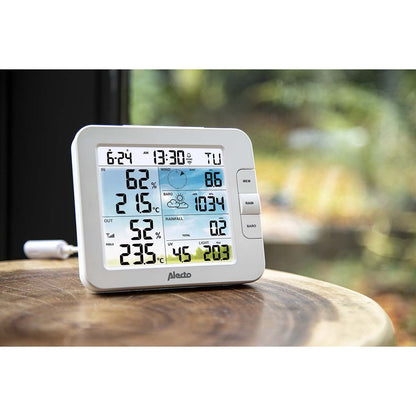 Alecto WS5400 | 8-in-1 Wi-Fi Smart Weather Station | Indoor and Outdoor Temperature, Forecast, Wind, Pressure, Humidity, Rain & More | Outside Wireless sensor | Application | Grey