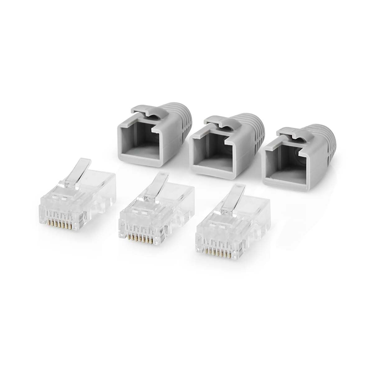 Nedis RJ45 Connector | RJ45 Pass Through | Solid/Stranded UTP CAT6 | Straight | Gold Plated | 10 pcs | PVC | Black / Grey / White | Box
