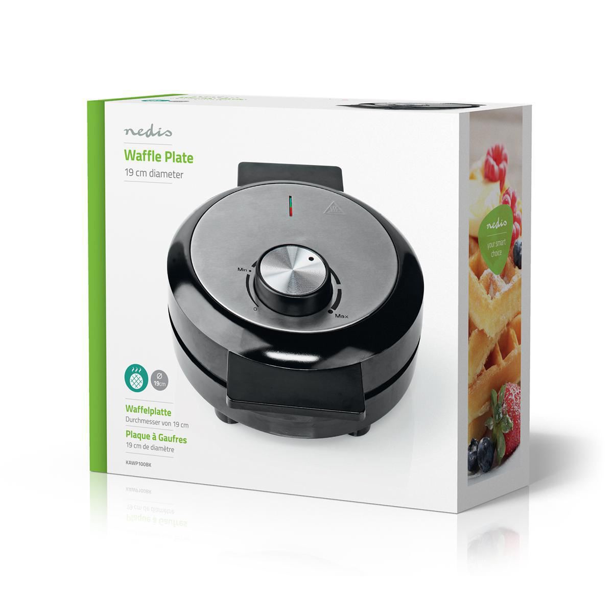 Nedis Waffle Plate | 19 cm | 1000 W | Black