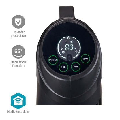 Nedis SmartLife Patio Heater | Wi-Fi | 1200 W | 2 Heat Settings | Oscillation | Fall over protection | IP24 | Black
