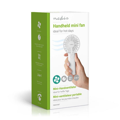 Nedis FNHH1WT | Hand / Desk Fan | Battery Powered 60 mm | 2-Speed Settings | White
