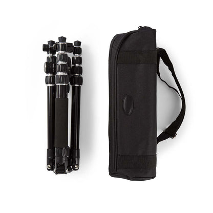 Nedis Tripod | Maximum load capacity: 3.0 kg | Minimum working height: 17.5 cm | Maximum working height: 145.0 cm | 3 Segments | Ball Head | Travel bag included | Reversible center column | ABS / Aluminium | Black
