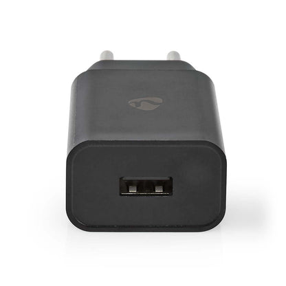 Nedis Wall Charger | 12 W | Quick charge feature | 1x 2.4 A | Number of outputs: 1 | USB-A | USB Type-C™ (Loose) Cable | 1.00 m | Single Voltage Output | Black