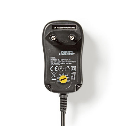 Nedis Universal EU AC Power Adapter | 12 W | 3 - 12 V DC | 1.80 m | 2.0 A | 6 plug(s) | Black