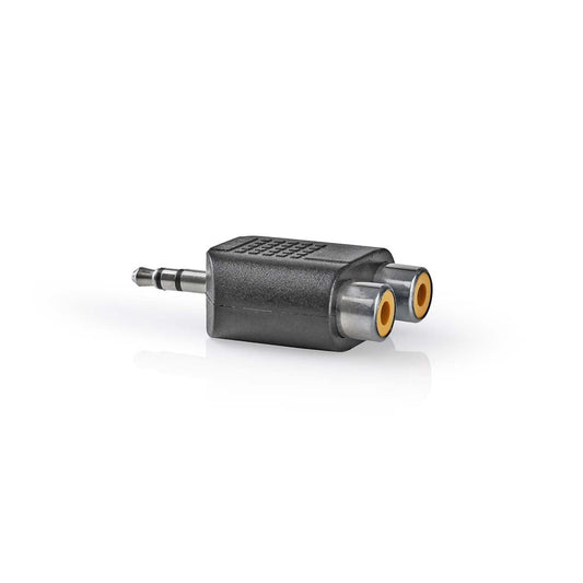 Nedis CAGB22940BK | Stereo Audio Adapter | 3.5 mm Male | 2x RCA Female | Nickel Plated | Straight | ABS | Black | 1 pcs | Box
