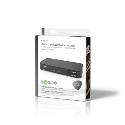 Nedis Digital Audio Converter | 2-way | Connection input: DC Power / 1x HDMI™ Input | Connection output: 1x 3.5 mm / 1x TosLink / 3x HDMI™ Output | Automatic / Push Button | Anthracite