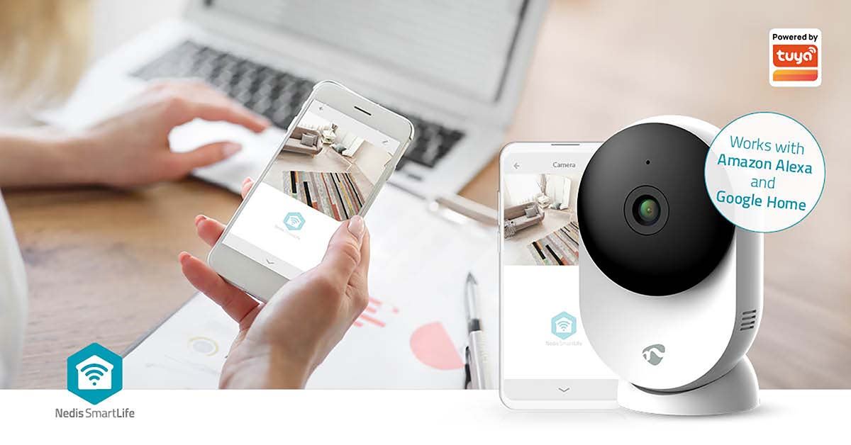 Nedis SmartLife Indoor Camera | Wi-Fi | 3MP Full HD 1296p | Cloud Storage (optional) / microSD (not included) / Onvif | With motion sensor | Night vision | White