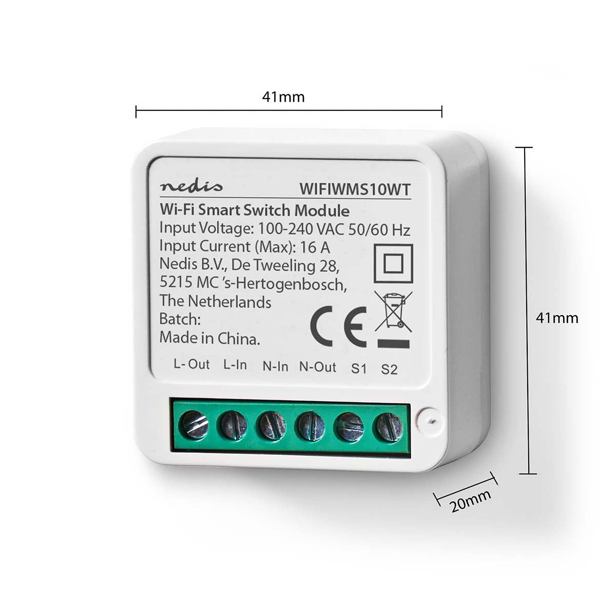 Nedis SmartLife Power Switch | Wi-Fi | 3680 W | Terminal Connection | App available for: Android™ / IOS