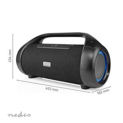 Nedis Bluetooth® Party Boombox | 9.5 hrs | 2.1 | 120 W | Media playback: AUX | IPX5 | Linkable | Carrying handle | Party lights | Black