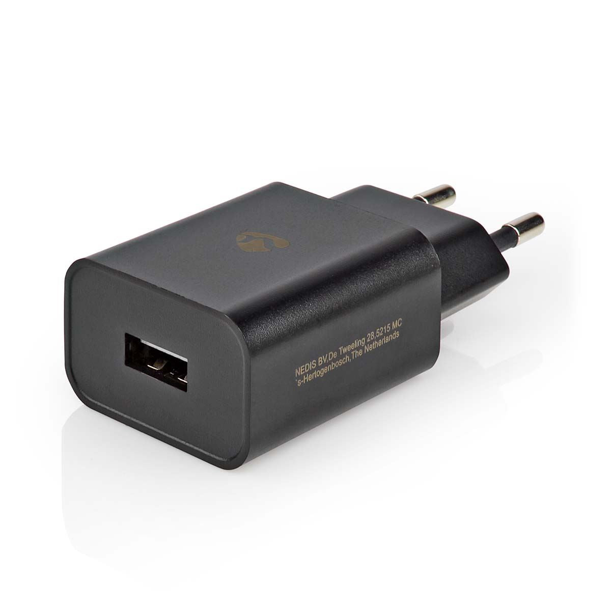 Nedis Wall Charger | 12 W | Quick charge feature | 1x 2.4 A | Number of outputs: 1 | USB-A | No Cable Included | Single Voltage Output | Black