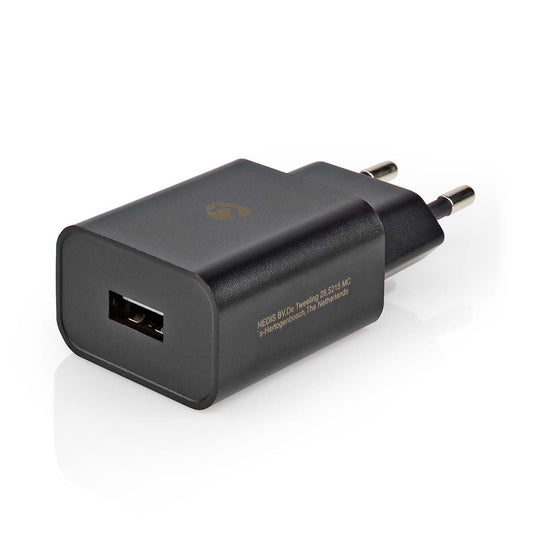 Nedis Wall Charger | 12 W | Quick charge feature | 1x 2.4 A | Number of outputs: 1 | USB-A | No Cable Included | Single Voltage Output | Black