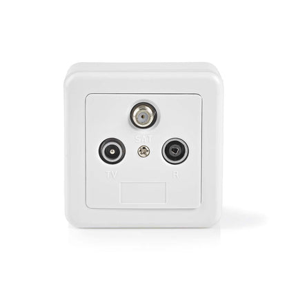 Nedis Antenna End Wall Box | 1x F-Connector Female / 1x IEC Connector Female / 1x IEC Connector Male | 75 Ohm | Return path | Silver / White