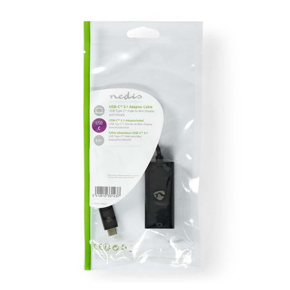 Nedis USB-C™ Adapter | USB 3.2 Gen 1 | USB-C™ Male | Mini DisplayPort Female | 8K@60Hz | 0.20 m | Round | Nickel Plated | PVC | Black | Polybag