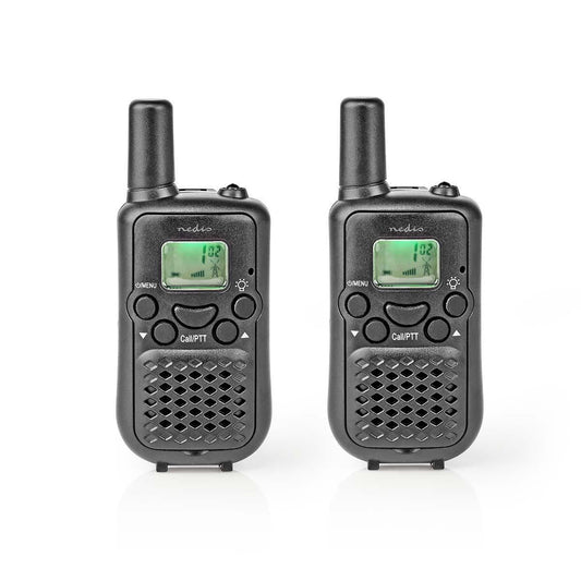 Nedis Walkie-Talkie Set | 2 Handsets | Up to 5 km | Frequency channels: 8 | PTT / VOX | up to 2.5 Hours | Black