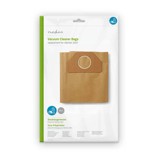 Nedis DUBG111KAR10 | Vacuum Cleaner Bag | 10 pcs | Paper | Most sold for: Kärcher 2201 | Brown