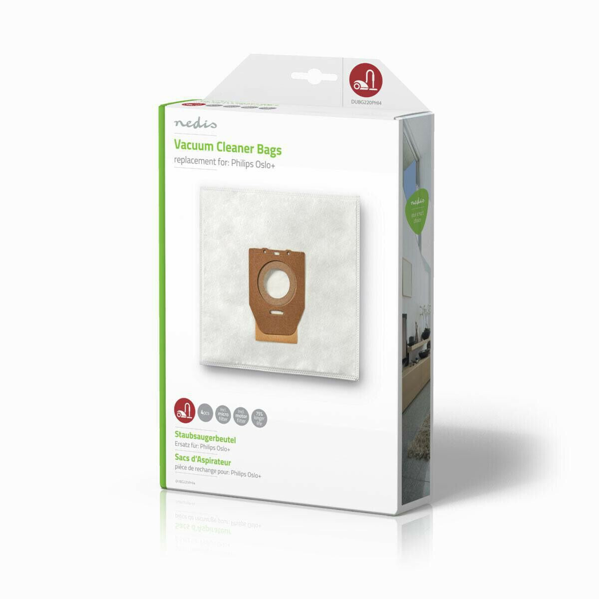 Nedis DUBG220PHI4 | Vacuum Cleaner Bag | 4 pcs | Synthetic | Most sold for: Philips | White