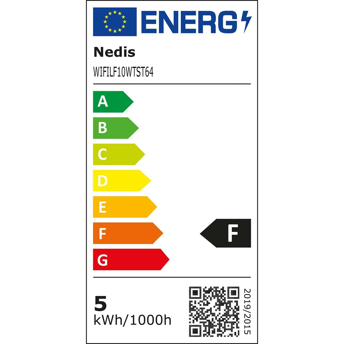 Nedis SmartLife LED Filament Bulb | Wi-Fi | E27 | 500 lm | 5 W | Warm White | 2700 K | Glass | Android™ / IOS | ST64 | 1 pcs