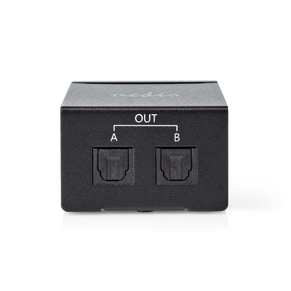 Nedis Digital Audio Splitter | 2-way | Connection input: TosLink Female | Connection output: 2x TosLink | Push Button | Metal | Black