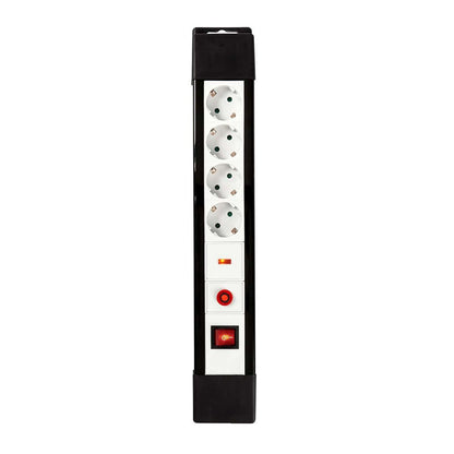 Nedis Extension Socket with Surge Protection | 4-Way | Type F (CEE 7/7) | 3.00 m | 3500 W | 16 A | Kind of grounding: Side Contacts | Socket angle: 45 ° | H05VV-F 3G1.5mm² | On/Off switch | Black / White