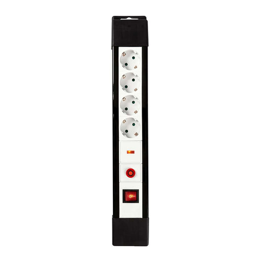 Nedis Extension Socket with Surge Protection | 4-Way | Type F (CEE 7/7) | 3.00 m | 3500 W | 16 A | Kind of grounding: Side Contacts | Socket angle: 45 ° | H05VV-F 3G1.5mm² | On/Off switch | Black / White