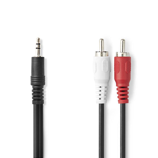 Nedis Stereo Audio Cable | 3.5 mm Male | 2x RCA Male | Nickel Plated | 3.00 m | Round | Black | Label