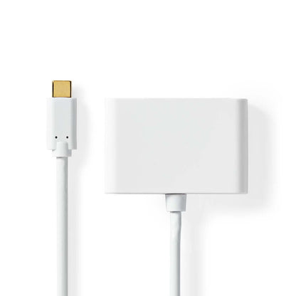 Nedis USB Multi-Port Adapter | USB 3.2 Gen 1 | USB-C™ Male | 2x USB-A | 1000 Mbps | 0.20 m | Round | Nickel Plated | PVC | White | Blister