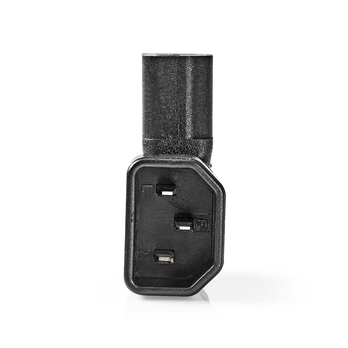 Nedis Cable Adapter Plug | IEC-320-C13 | IEC-320-C14 | Angled Left | Nickel Plated | PVC | Black | Box | 1 pcs