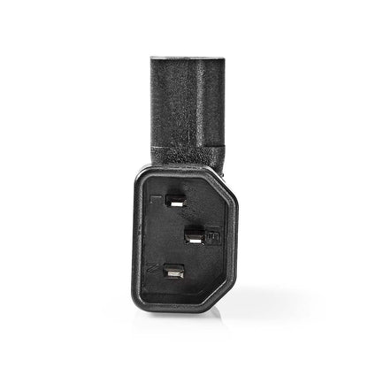 Nedis Cable Adapter Plug | IEC-320-C13 | IEC-320-C14 | Angled Left | Nickel Plated | PVC | Black | Box | 1 pcs