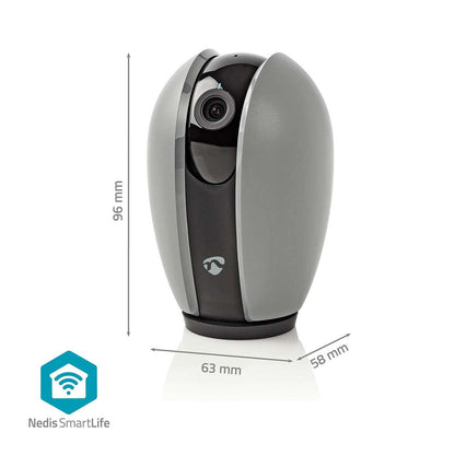 Nedis SmartLife Indoor Camera | Wi-Fi | Full HD 1080p | Pan tilt | Cloud Storage (optional) / microSD (not included) | With motion sensor | Night vision | Dark Grey / White