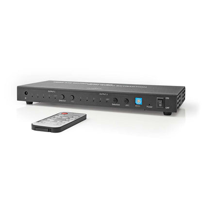 Nedis HDMI™ Matrix Switch | 4 x 2 port(s) | 4x HDMI™ Input | 2x 3.5 mm / 2x HDMI™ Output / 2x TosLink | 4K@60Hz | 18 Gbps | Remote controlled | Metal | Anthracite