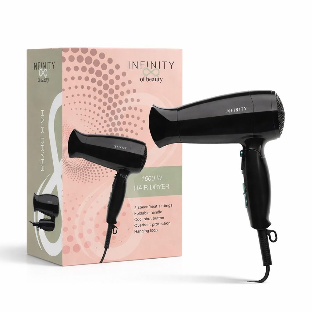 MELISSA Hair Dryer | Ideal for Travel with Foldable Handle 1600W | Black