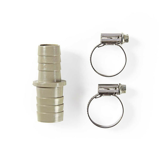 Nedis Hose Extension Adapter with 2 Hose Clips | 19 mm | 22 mm | Grey / Metal