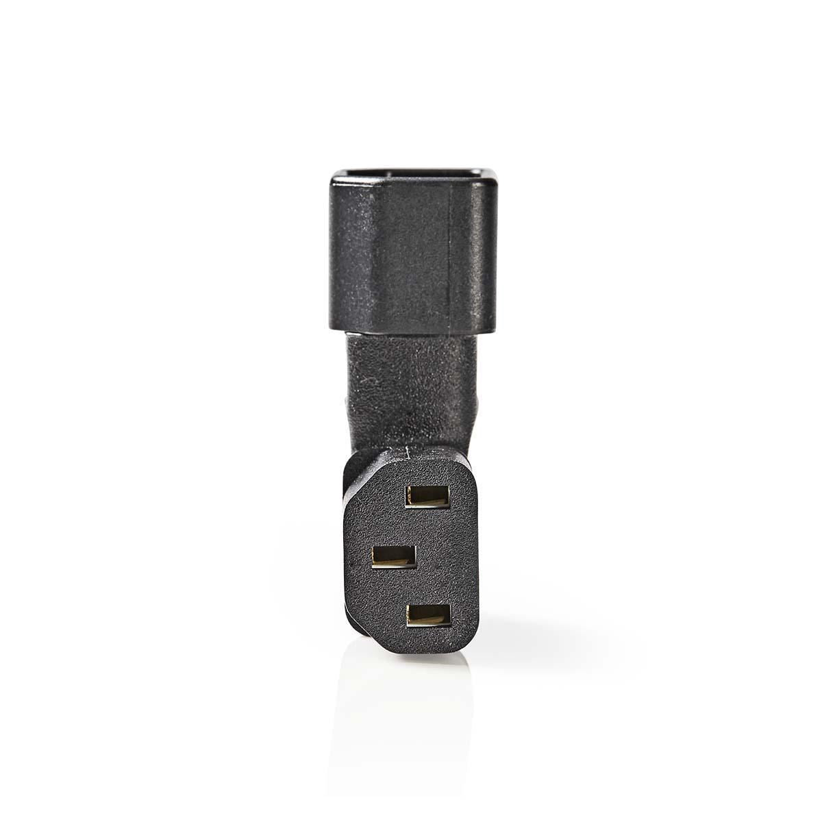 Nedis Cable Adapter Plug | IEC-320-C13 | IEC-320-C14 | Angled Left | Nickel Plated | PVC | Black | Box | 1 pcs