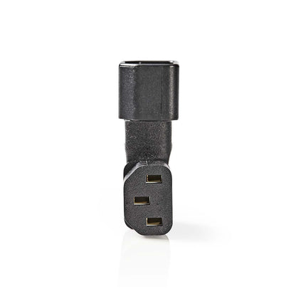 Nedis Cable Adapter Plug | IEC-320-C13 | IEC-320-C14 | Angled Left | Nickel Plated | PVC | Black | Box | 1 pcs