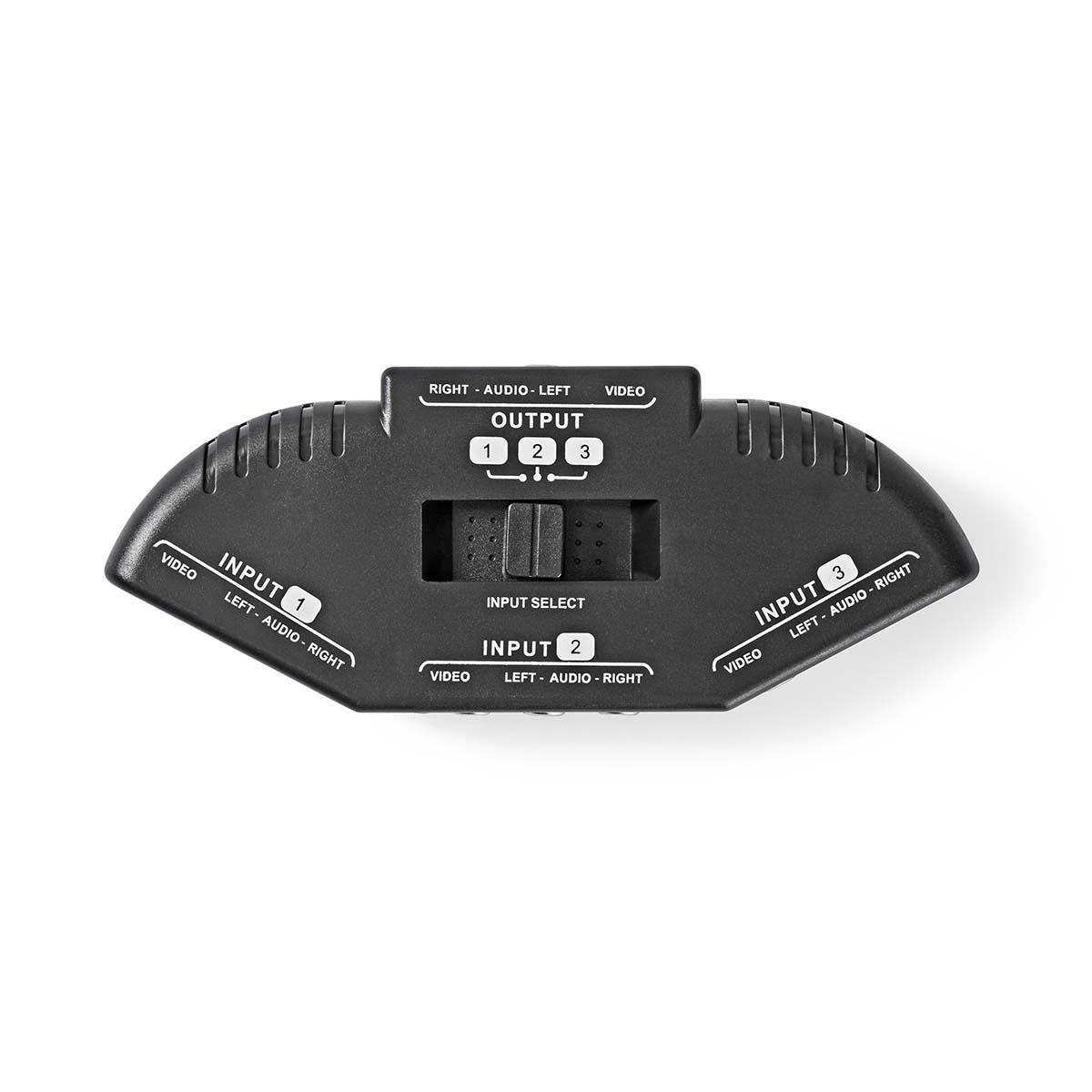 Nedis Composite Video Switch | 3 port(s) | Connection input: 3x Composite Video (RWY) | Connection output: 1x Composite Video (RWY) | 1024x576 | ABS | Black
