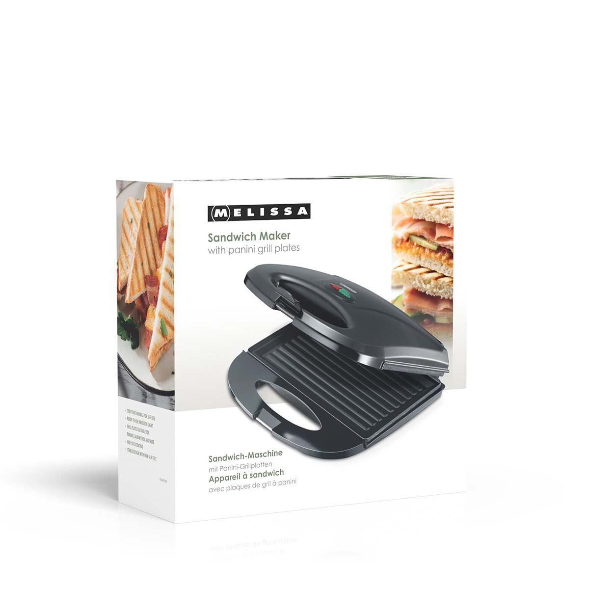 MELISSA Sandwich Maker with Grill Plate | 750 Watt  | Black