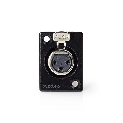 Nedis XLR Connector | Straight | Female | Nickel Plated | Chassis | Cable input diameter: 5.0 mm | Metal | Black | 1 pcs | Polybag