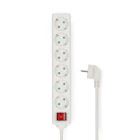 Nedis Extension Socket | Type F (CEE 7/7) | 6-Way | 5.00 m | 3680 W | 16 A | Kind of grounding: Side Contacts | 230 V AC 50/60 Hz | Socket angle: 45 ° | H05VV-F 3G1.5mm² | On/Off switch | White