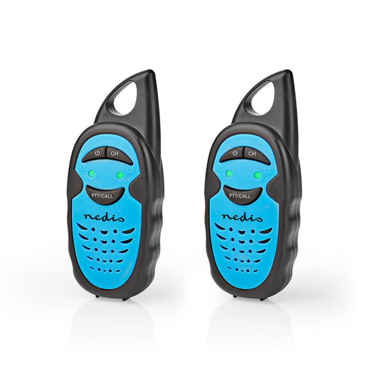 Nedis Walkie-Talkie Set | 2 Handsets | Up to 3 km | Frequency channels: 3 | PTT | up to 3 Hours | Black / Blue