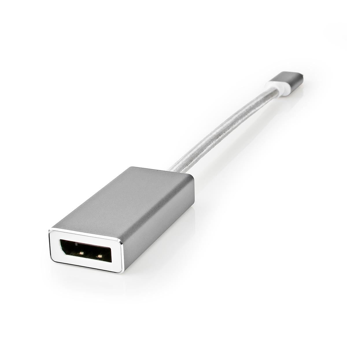 Nedis USB-C™ Adapter | USB 3.2 Gen 1 | USB-C™ Male | DisplayPort Female | 0.20 m | Round | Gold Plated | Braided / Nylon | Silver | Cover Window Box