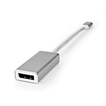 Nedis USB-C™ Adapter | USB 3.2 Gen 1 | USB-C™ Male | DisplayPort Female | 0.20 m | Round | Gold Plated | Braided / Nylon | Silver | Cover Window Box