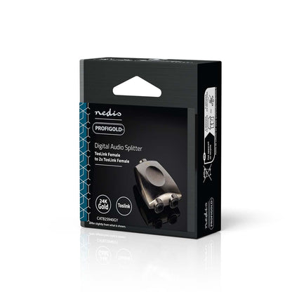 Nedis CATB25940GY | TosLink Adapter | TosLink Female | 2x TosLink Female | Splitter | Aluminium | Gun Metal Grey | 1 pcs | Box