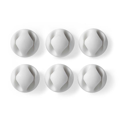 Nedis CMGC20026WT | Cable Management | Cable Clip | Click and Go | 6 pcs | Number of slots: 2 Slots | Maximum cable thickness: 5.3 mm | TPE | White