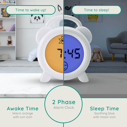 Alecto Childrens Sleep Trainer Night Light and Alarm Clock | White