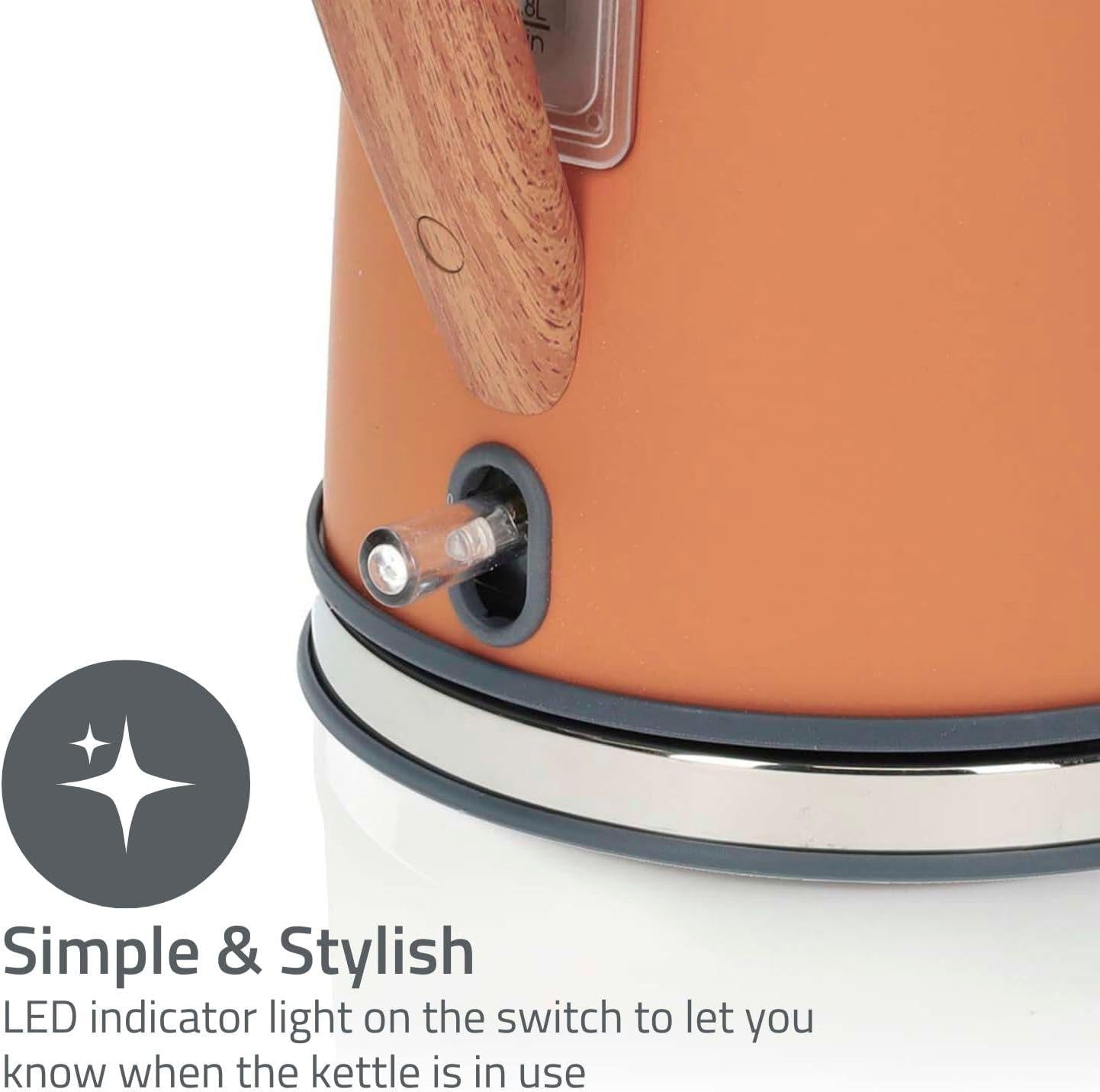 Nedis Electric Kettle | 1.7 l | Soft-Touch | Orange | Rotatable 360 degrees | Concealed heating element | Strix® controller | Boil-dry protection
