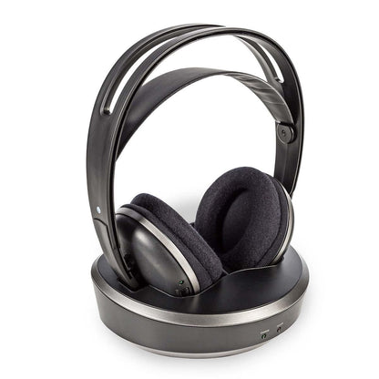 Nedis Wireless TV Headphones | RF | Over-Ear | Maximum battery play time: 11 hrs | 100 m | Digital Audio | Charging dock | Black / Silver