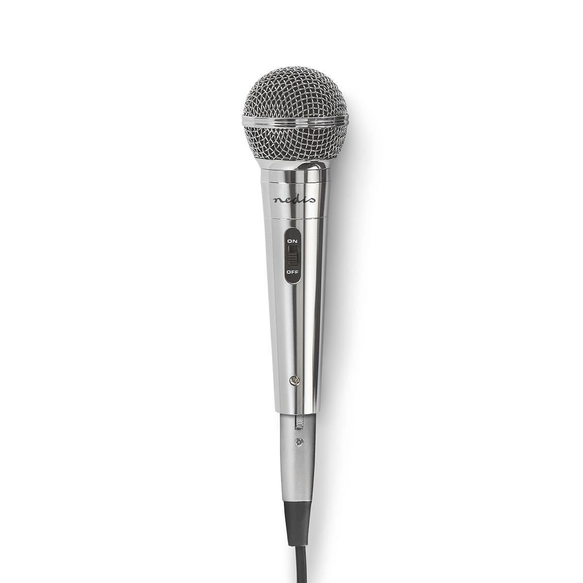 Nedis Wired Microphone | Cardioid | Detachable Cable | 5.00 m | 80 Hz - 13 kHz | 600 Ohm | -72 dB | On/Off switch | Metal | Silver