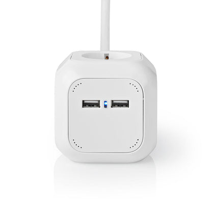 Nedis Extension Socket | Type F (CEE 7/7) | 4-Way | 1.50 m | 3680 W | 16 A | Kind of grounding: Side Contacts | 230 V AC 50/60 Hz | Socket angle: 90 ° | H05VV-F 3G1.5mm² | White